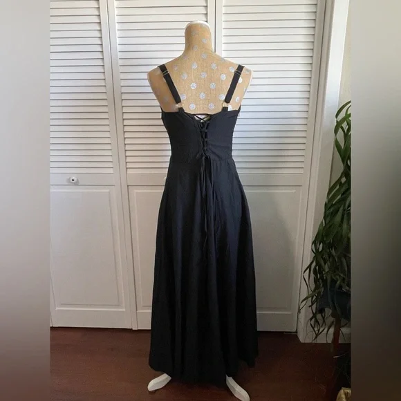 Arthea black corset lace back and tie front boning with zip XXL Dolls Kill - Picture 4 of 7